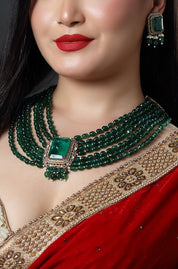 Emerald Elegance Bandai Mala Necklace