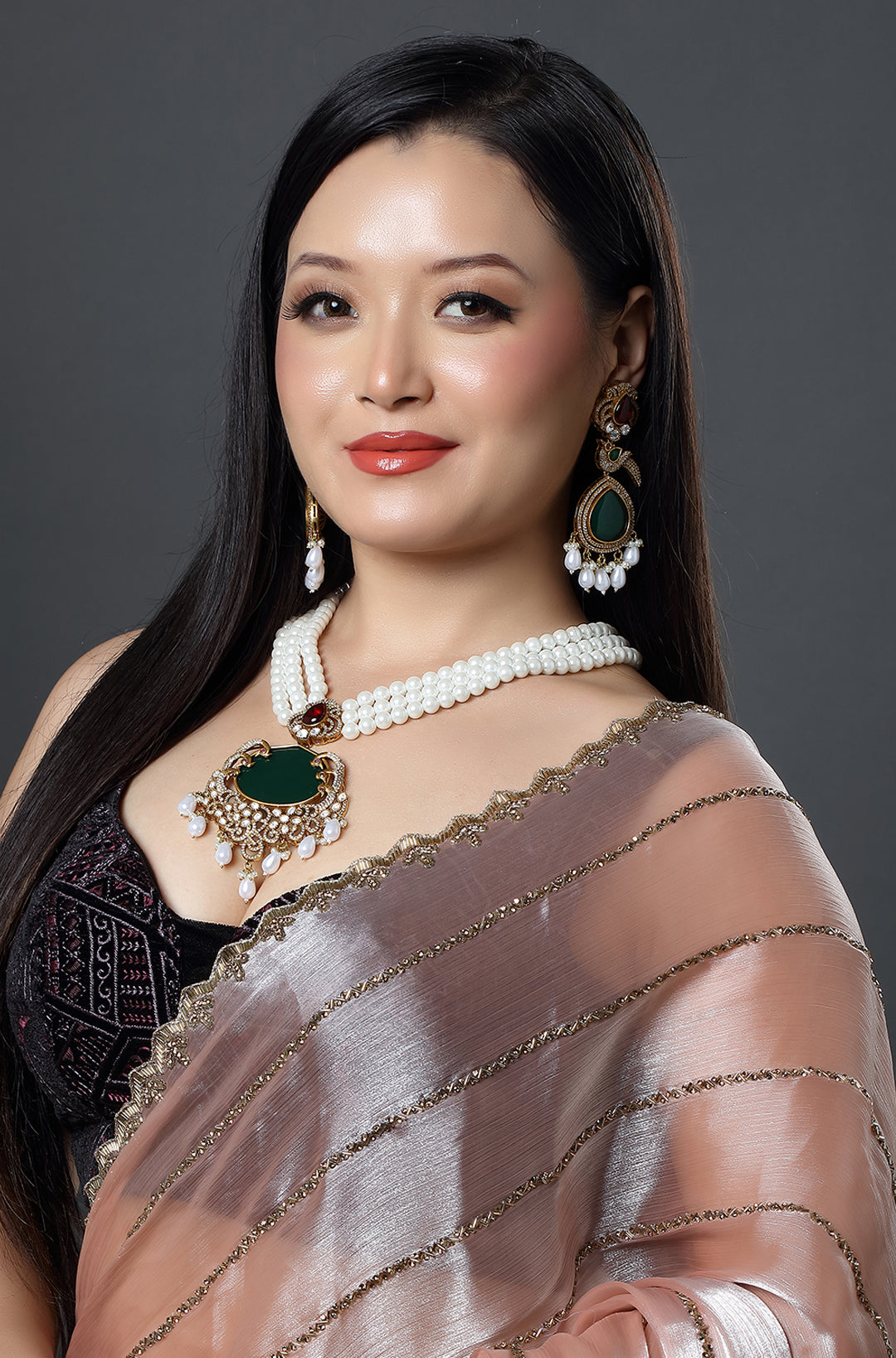Nartika Pota Stone And Pearl Long Necklace