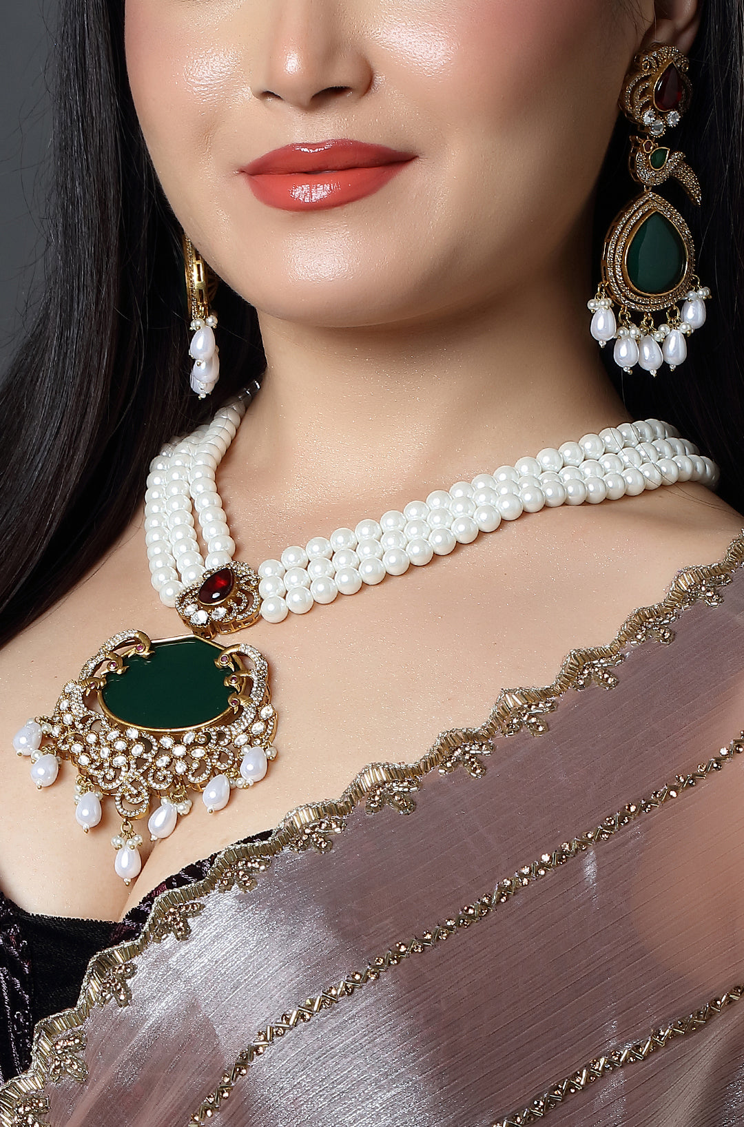 Nartika Pota Stone And Pearl Long Necklace