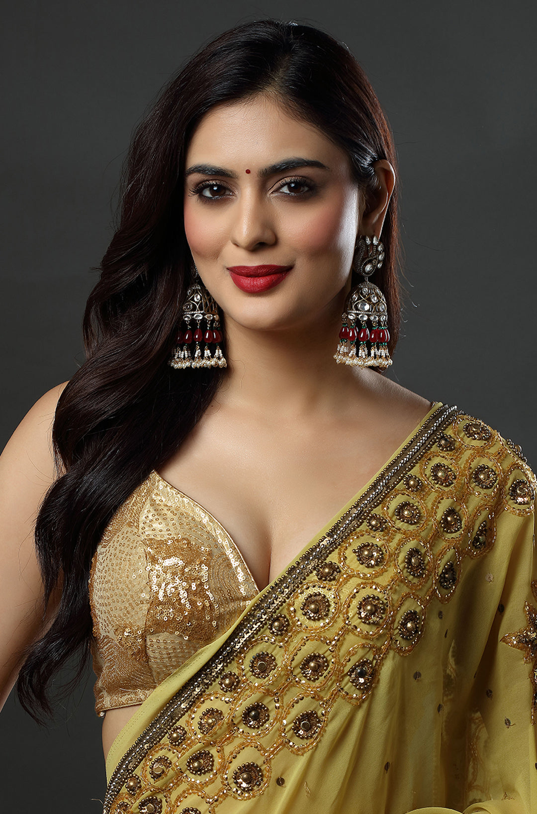 Ruby Mayuri Jhumkas