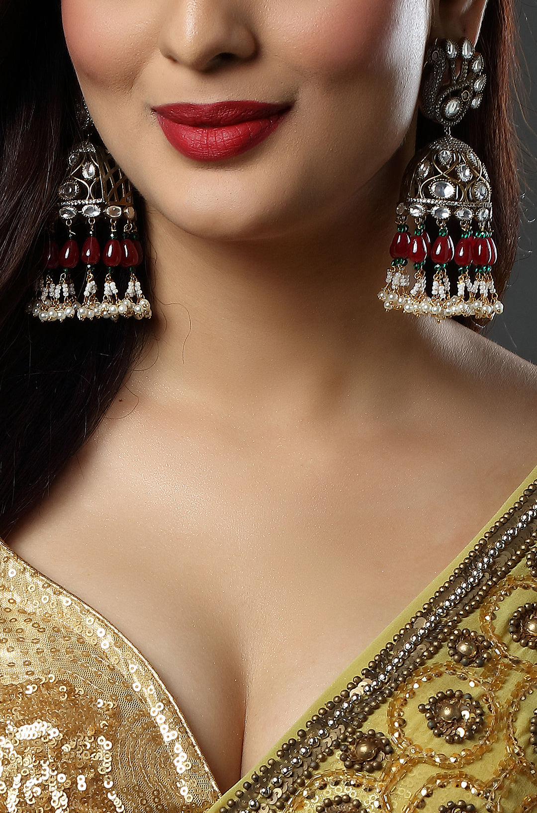 Ruby Mayuri Jhumkas