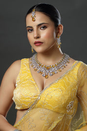 Large Diamond Necklace Set with Maang Tika