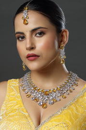 Large Diamond Necklace Set with Maang Tika