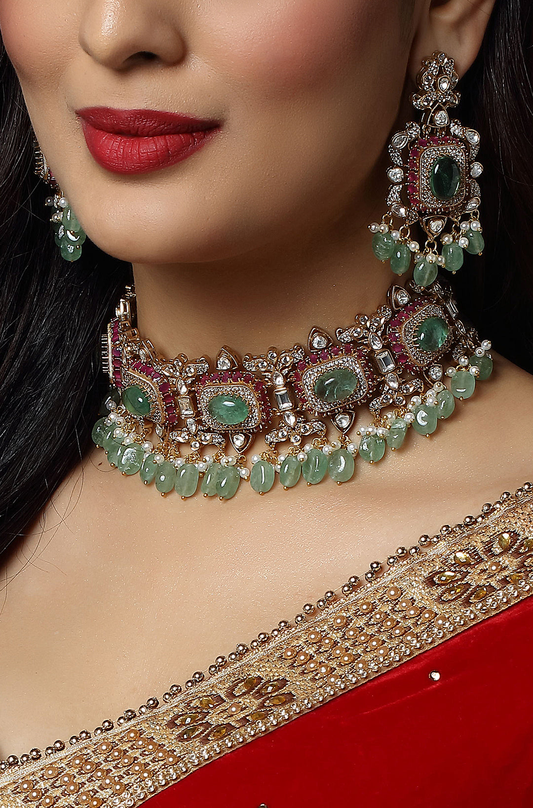 Emerald Ruby Fusion Choker Necklace