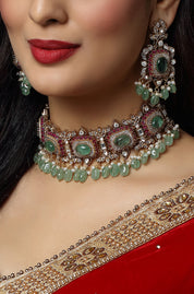 Emerald Ruby Fusion Choker Necklace