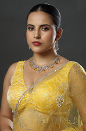 Diamond Necklace with Flower Pattern Necklace Set