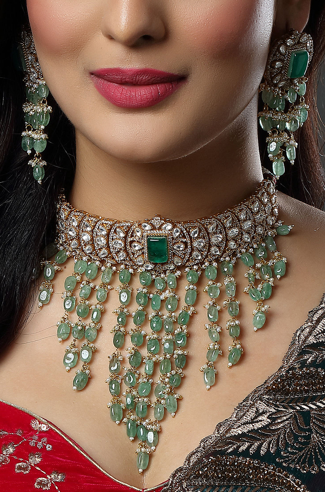 Emerald Waterfall Choker Necklace