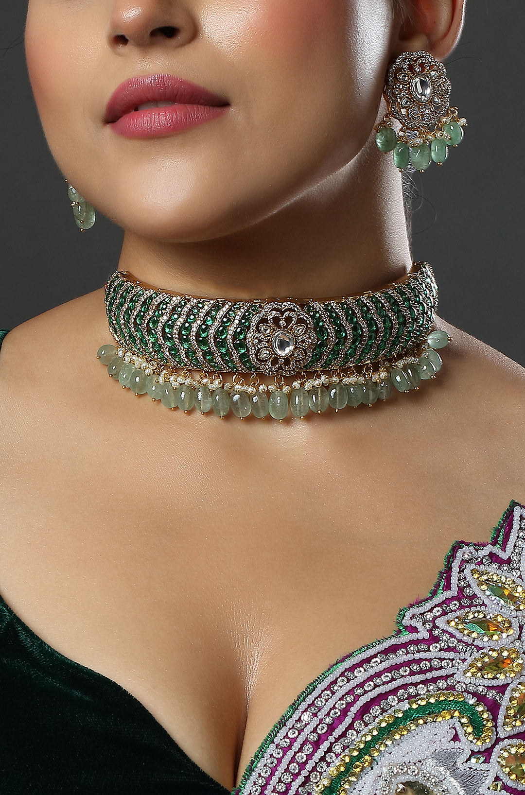 Peacock Green Choker Necklace