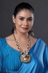 Large Pendant with Pendants and Beaded Earring
