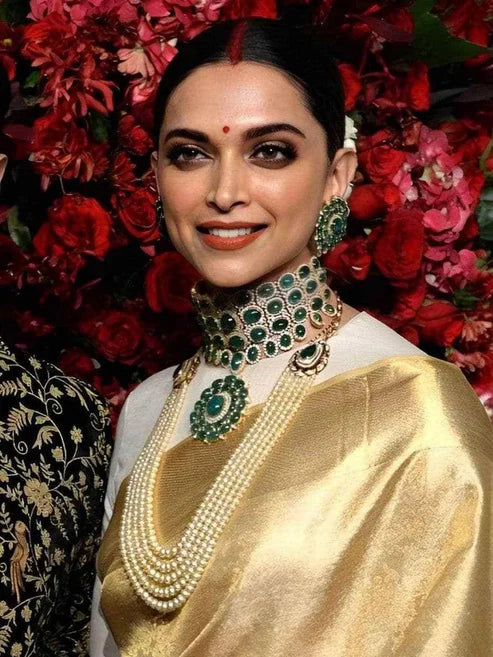 Deepika Padukone Brass & Emerald with Zircon Choker