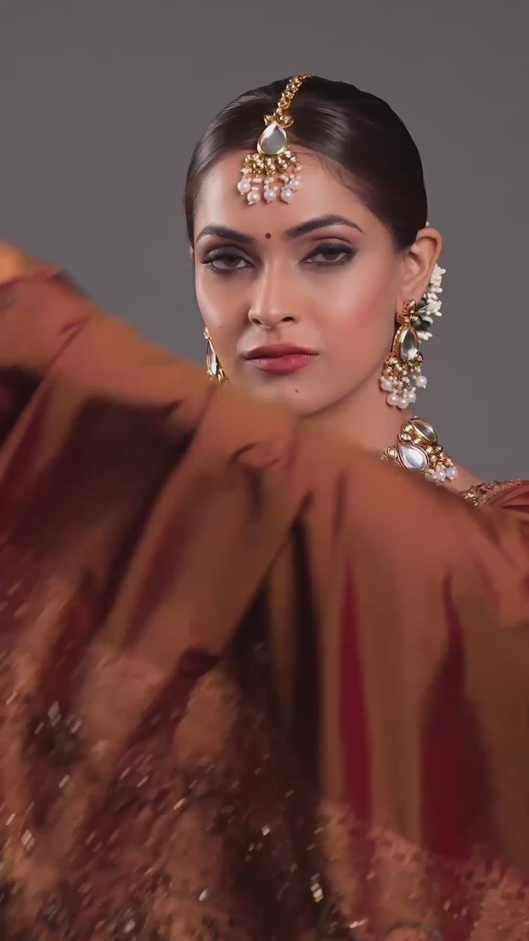 Kundan Polki Pearl Beads Necklace With Maang Tika