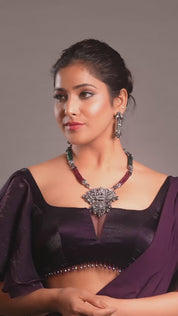 Oxidized Laxmi Pendant Necklace