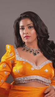 Oxidized Meenakari Silver Plated Pearl Studded Necklace