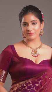 Graceful Gold Plated Red Bead Lord Krishna Long Temple Necklace