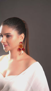 Valentine's Ruby Glass Stone Dangler Earrings
