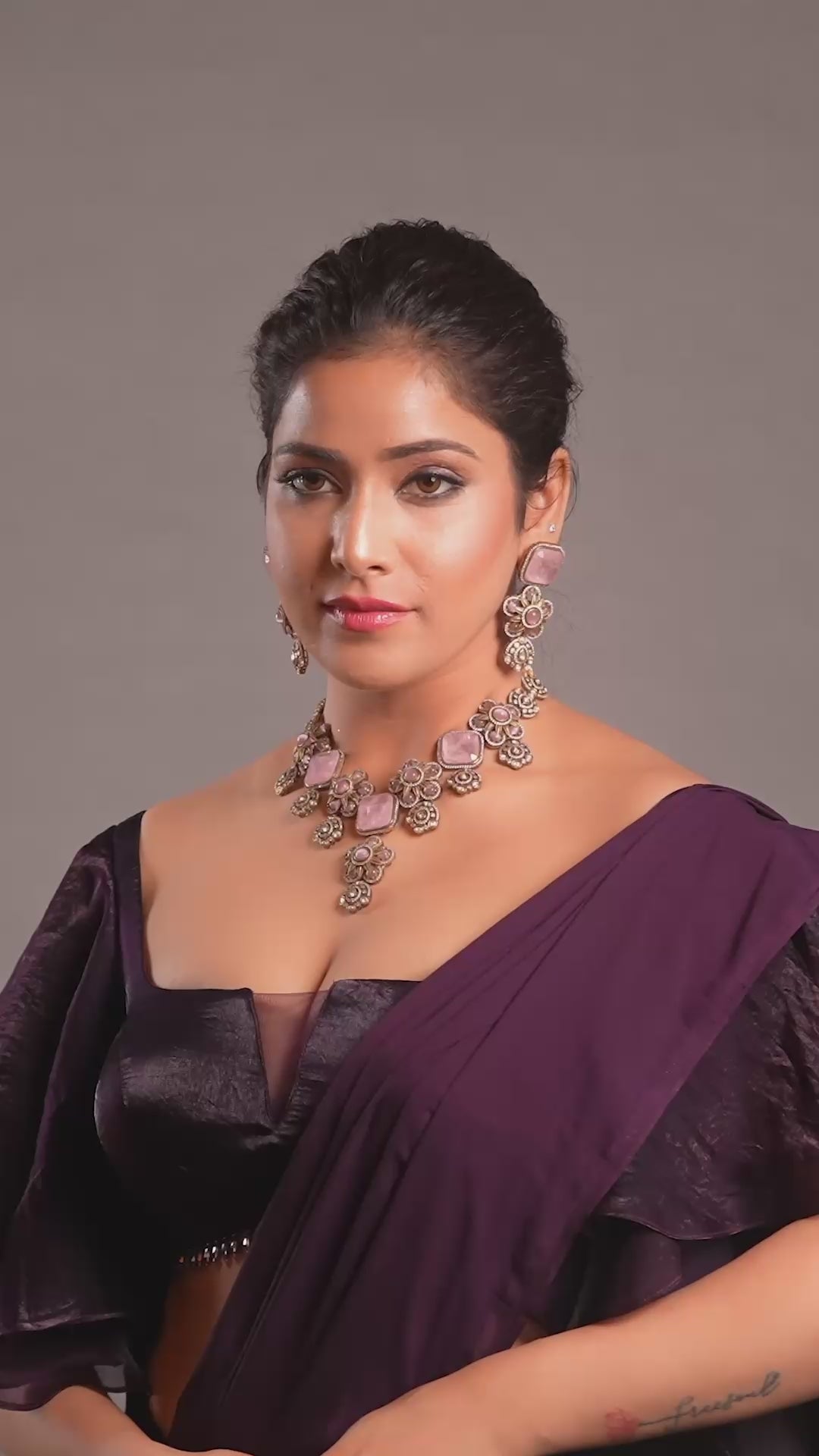 Royal Pink Flower Victorian Neckpiece