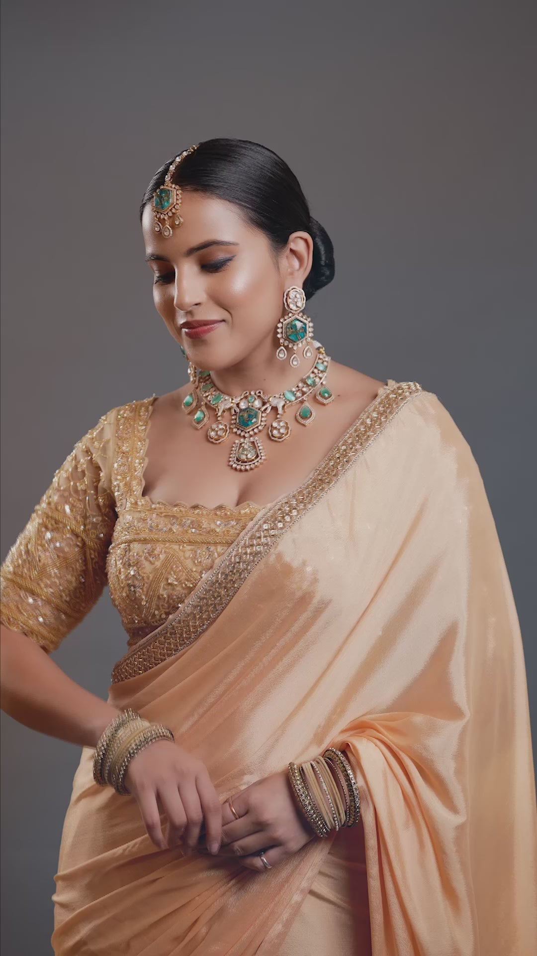 Heritage Teal Kundan Necklace