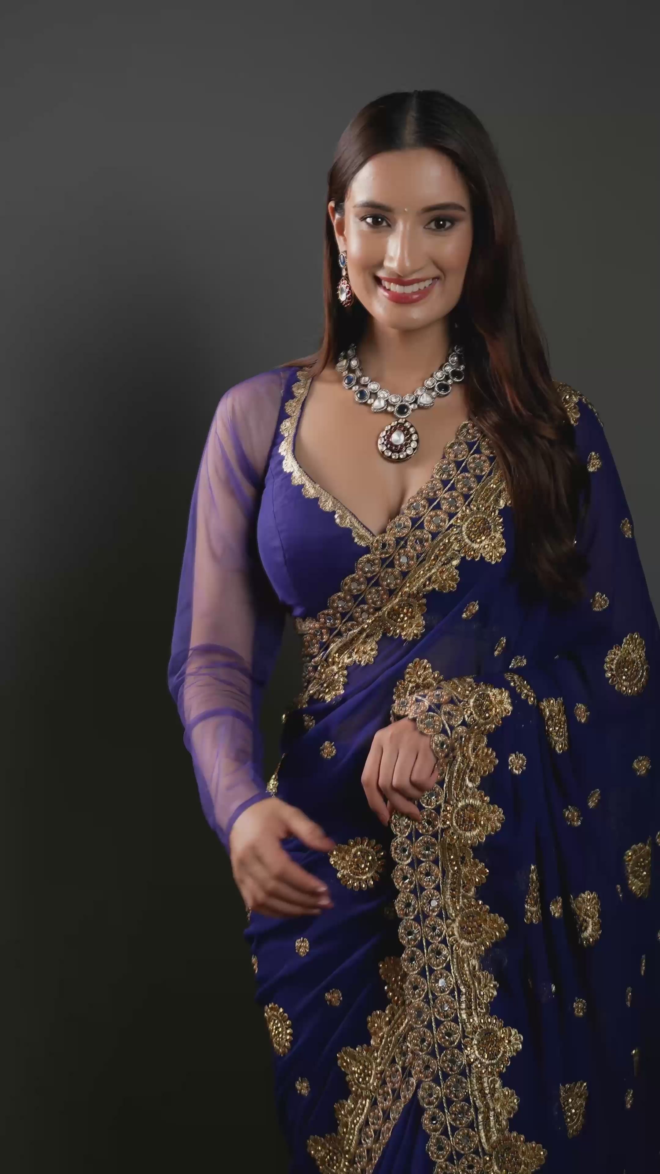 Gold Finish Multi-Colored Moissanite Kundan Layered Necklace