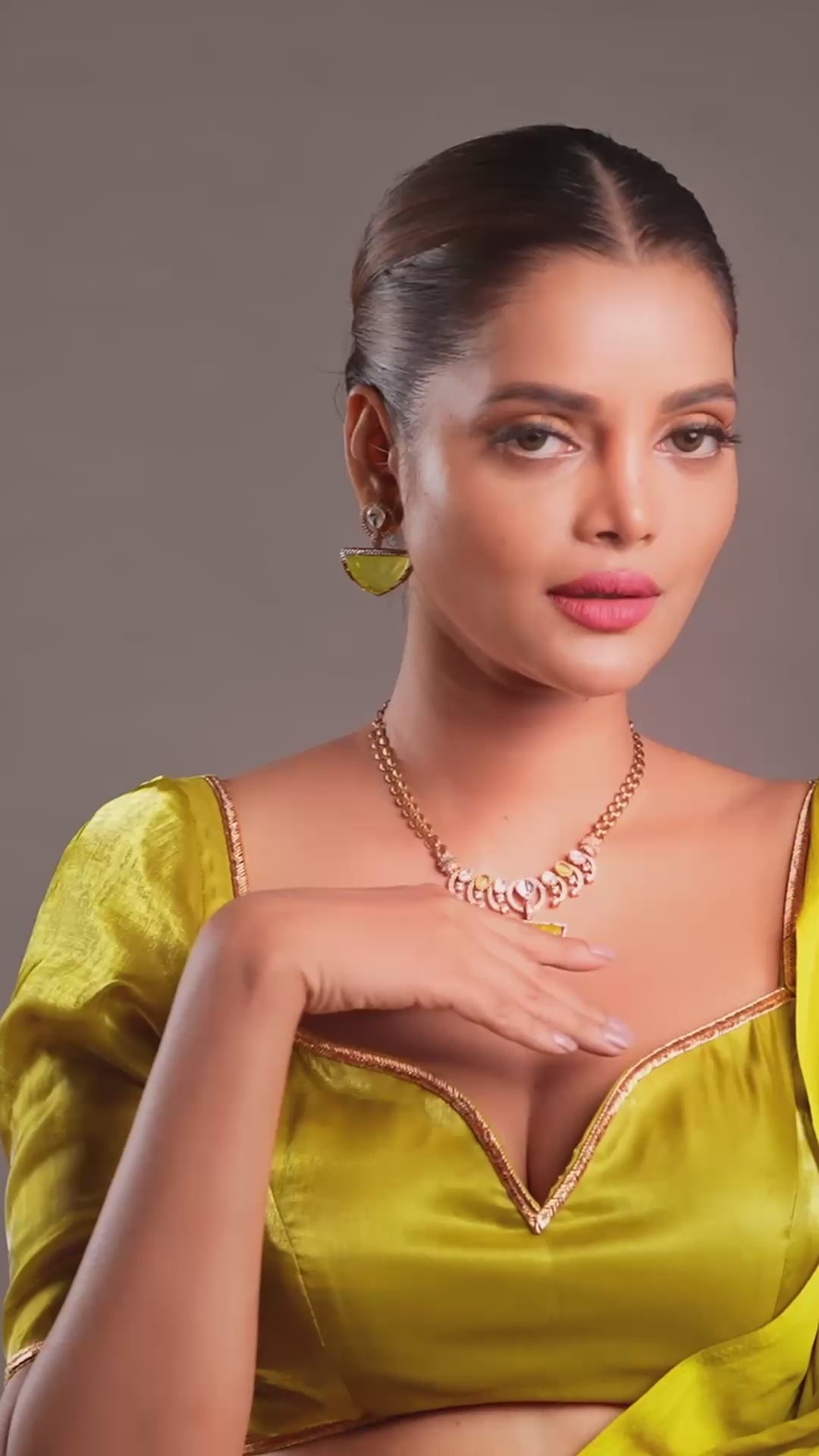 Gold Plated Yellow Stone Necklace