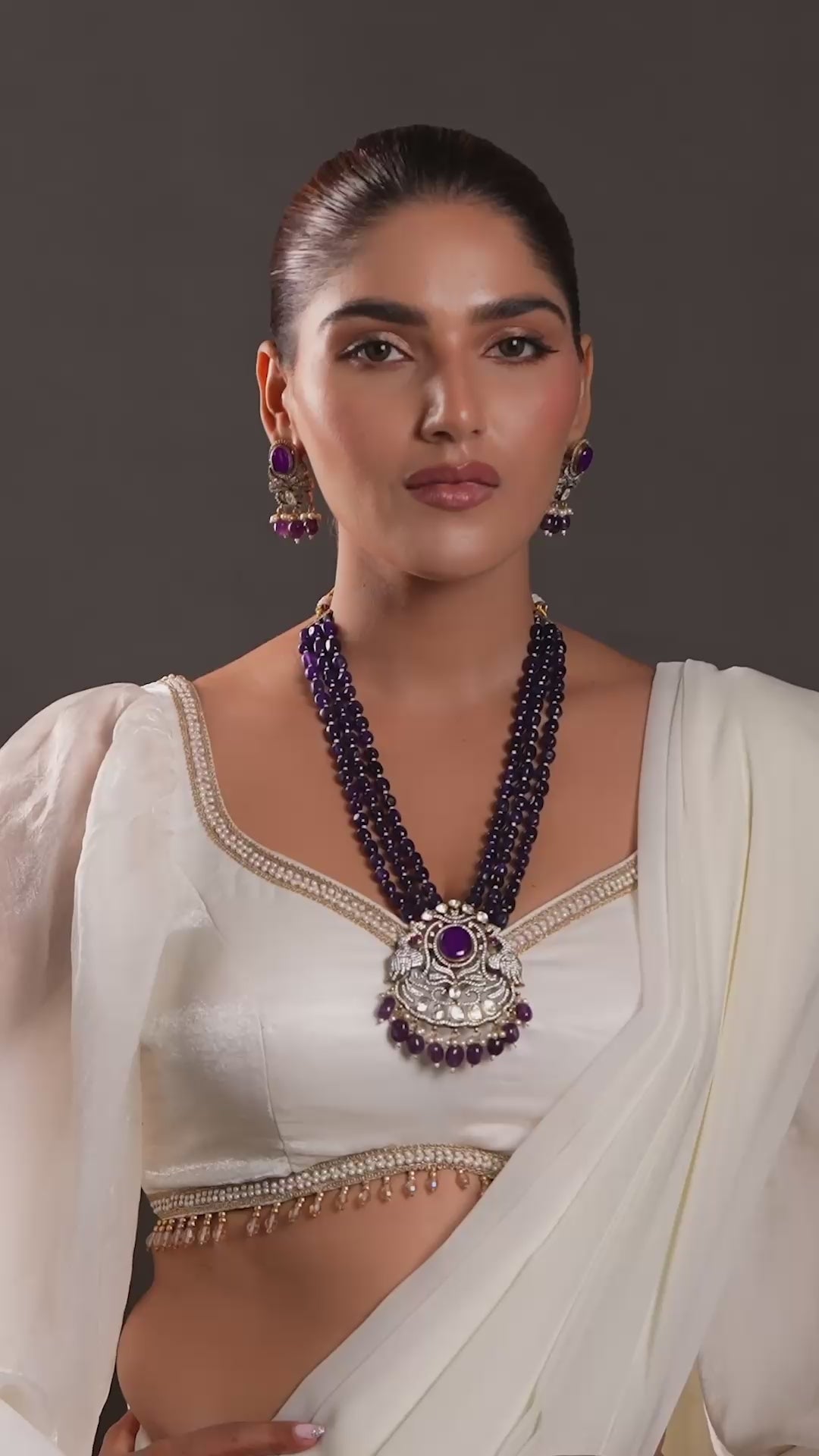 Royal Victorian Flower with Double Bird Pearl Mala Neckpiece