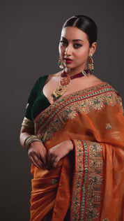 Saffron Drop Shaped Polki Kundan Choker