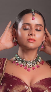 Moissanite Kundan Necklace in Victorian Polish