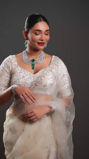 Emerald Layered White CZ Necklace