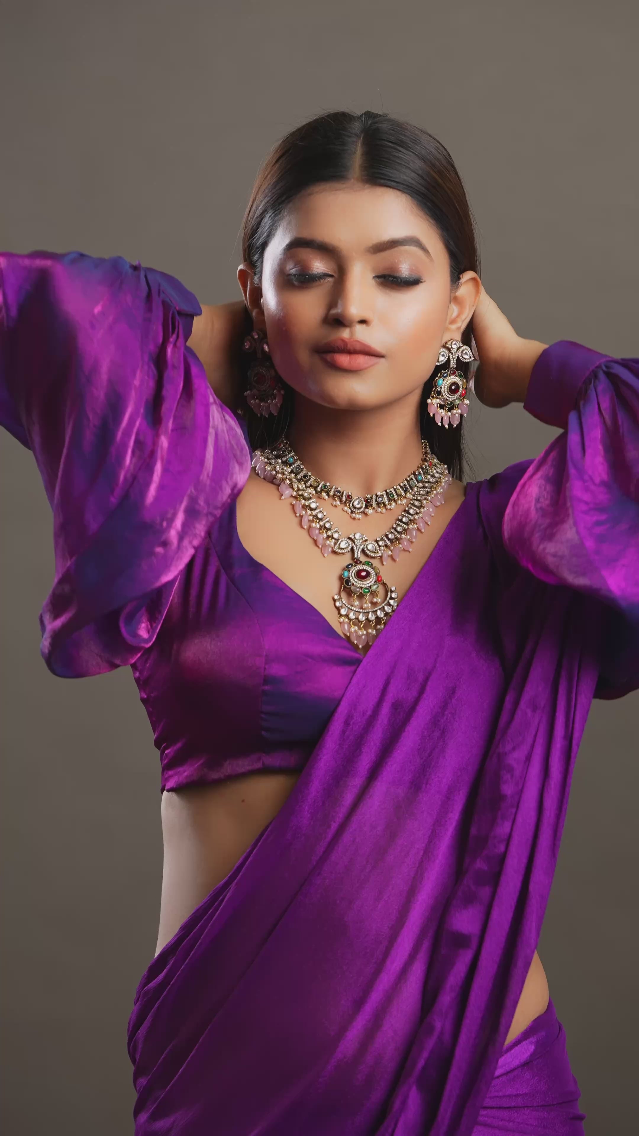 Pink-Coloured Kundan Studded Polki Necklace