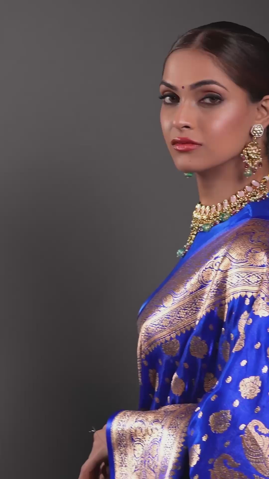 Pink & Blue Gold-Plated Kundan-studded & Beaded Choker Necklace