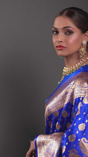 Pink & Blue Gold-Plated Kundan-studded & Beaded Choker Necklace
