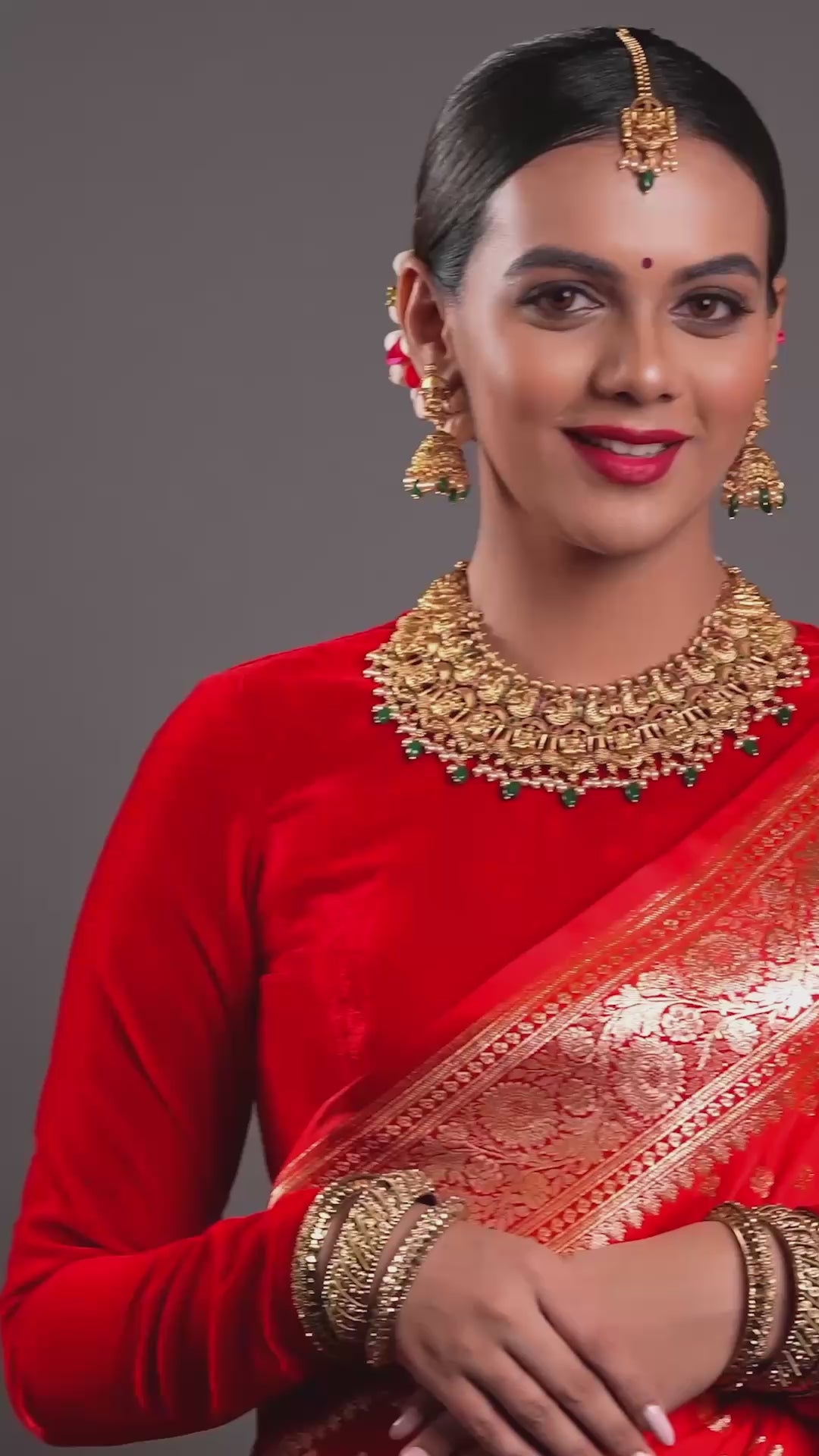 Gold Finish Necklace Set With Lakshmi Motifs