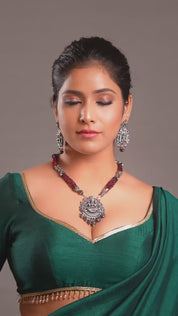 Oxidized Laxmi Pendant Necklace