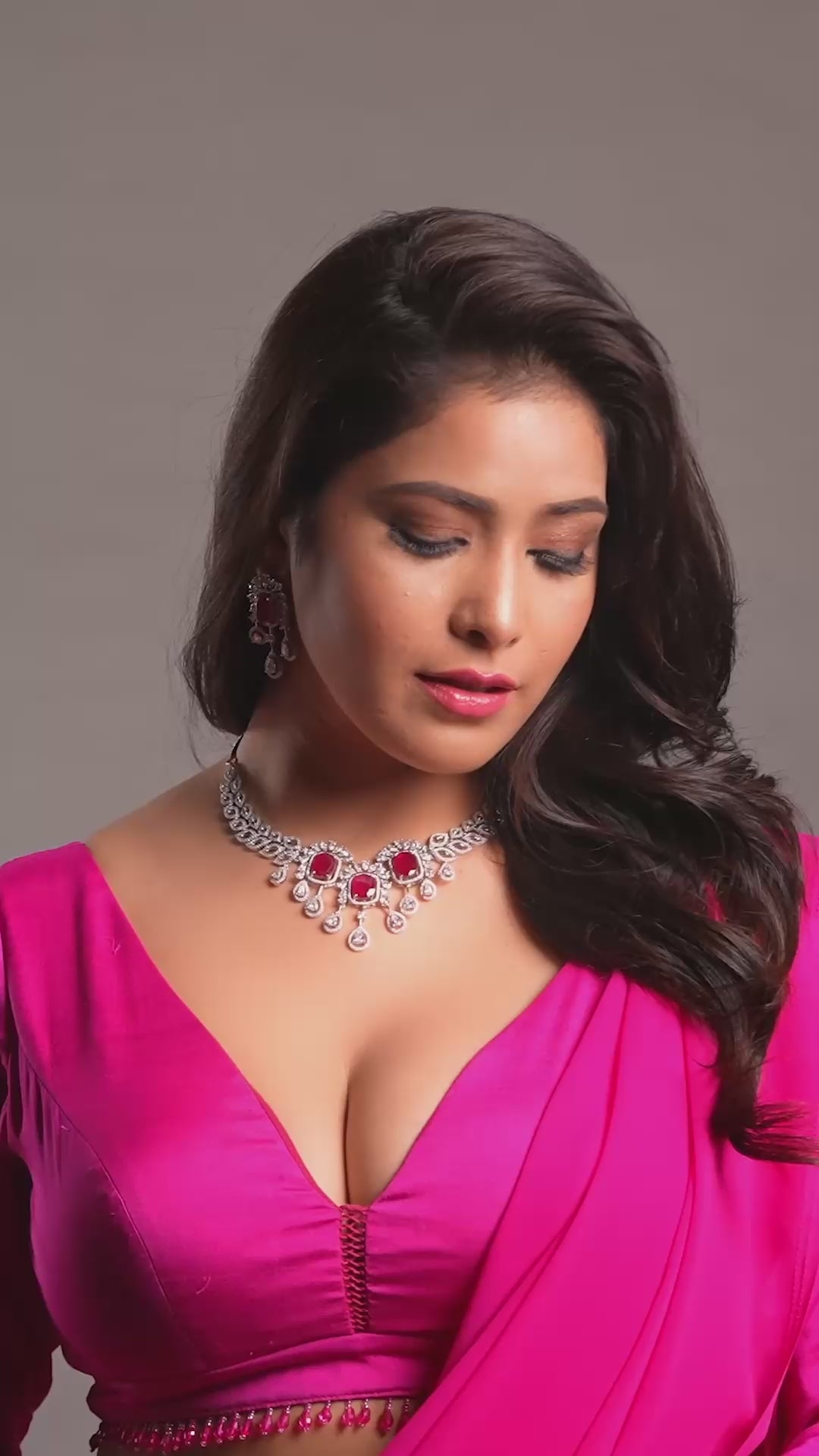 CZ Elegance Pink Teardrop Cut Necklace