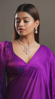 Gold Plated Pink Sapphire Stone Necklace