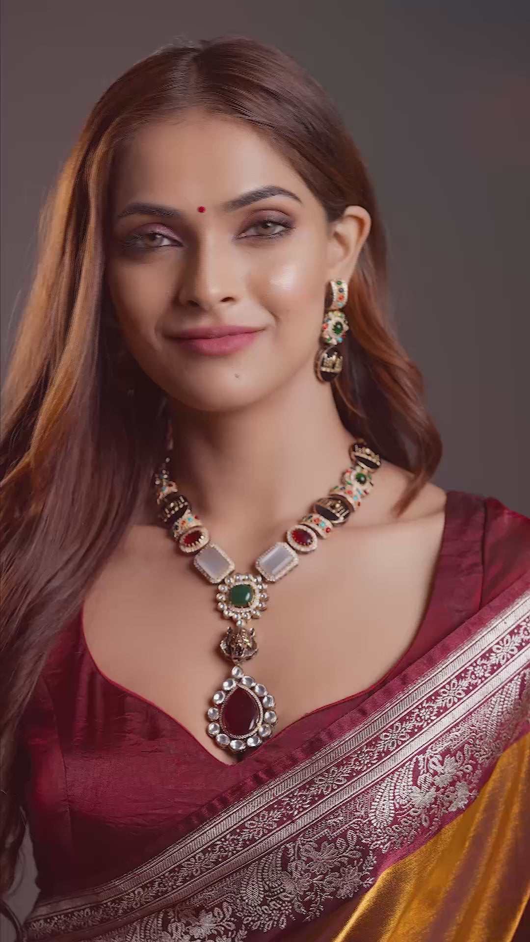 Gold Plated Multicolour Sabyasachi Inspired Necklace