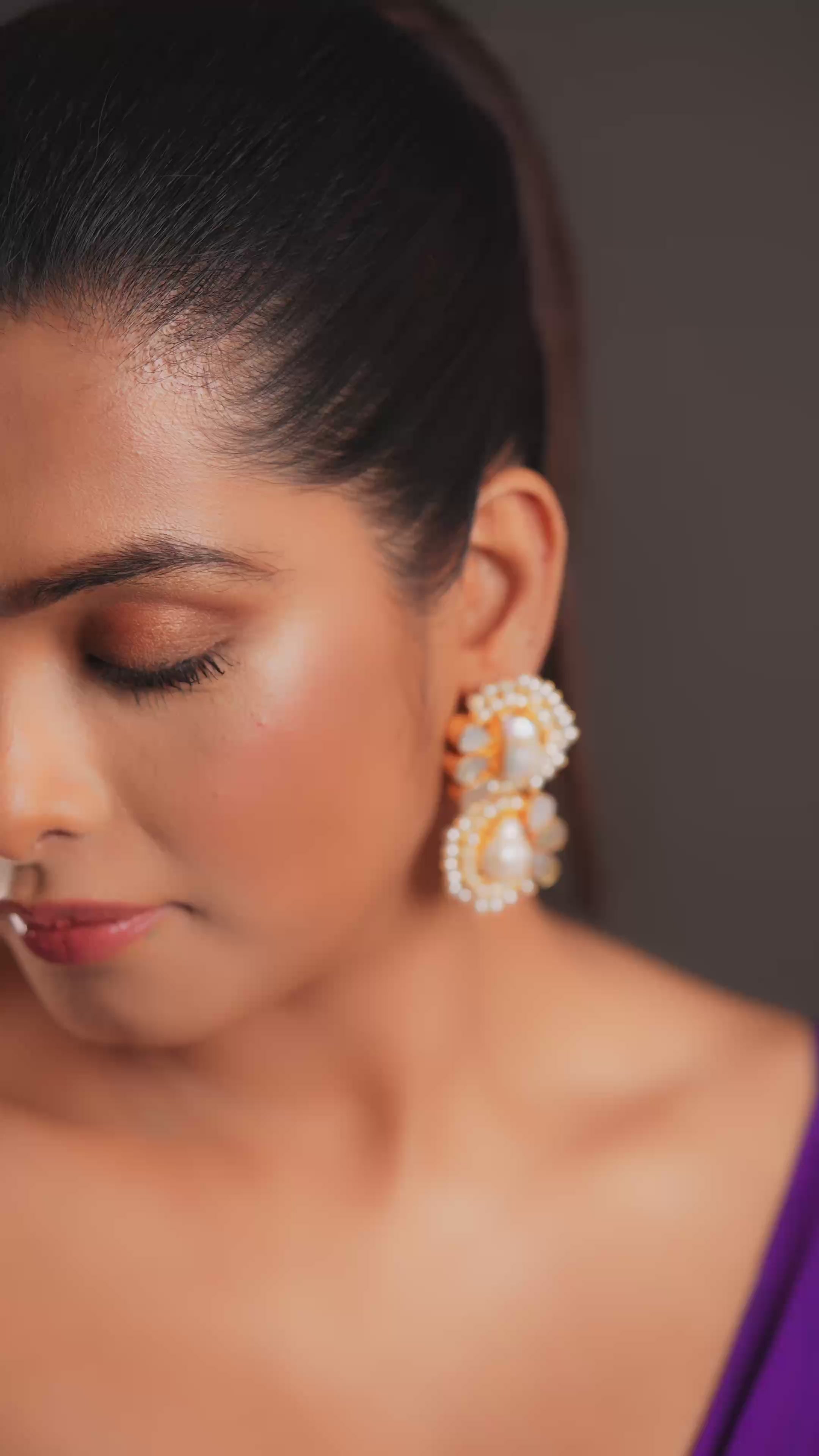 Pearl beaded Handcrafted Kundan Earrings