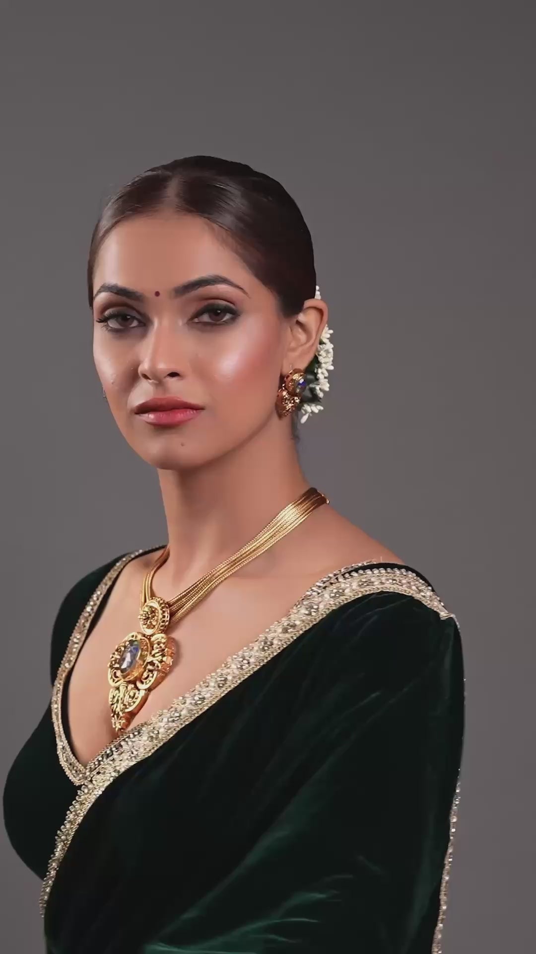 Unique Multistrand Necklace with Matte Gold Pendant & Jewel Accents