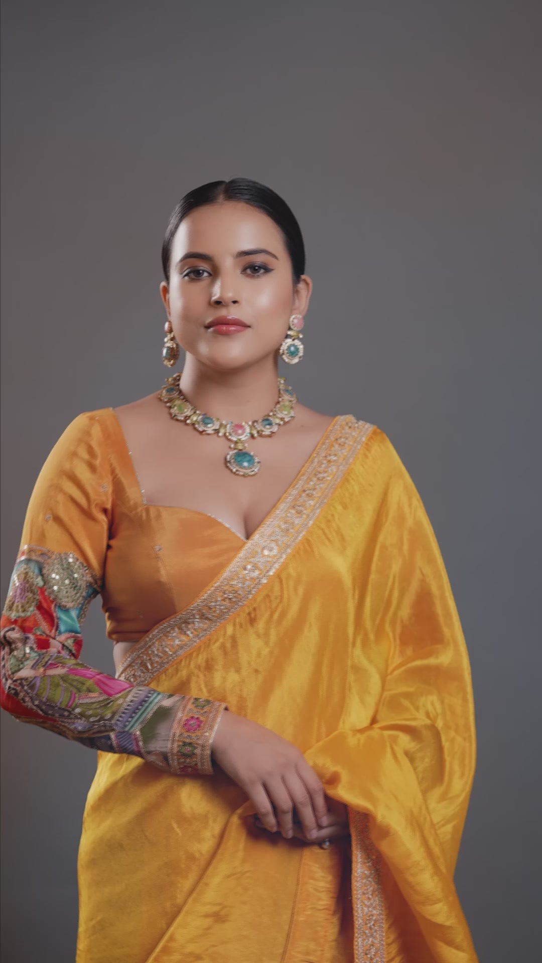 Aqua & Pink Cabochon Necklace