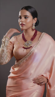 Sangria Sparkle Kundan Empress Necklace