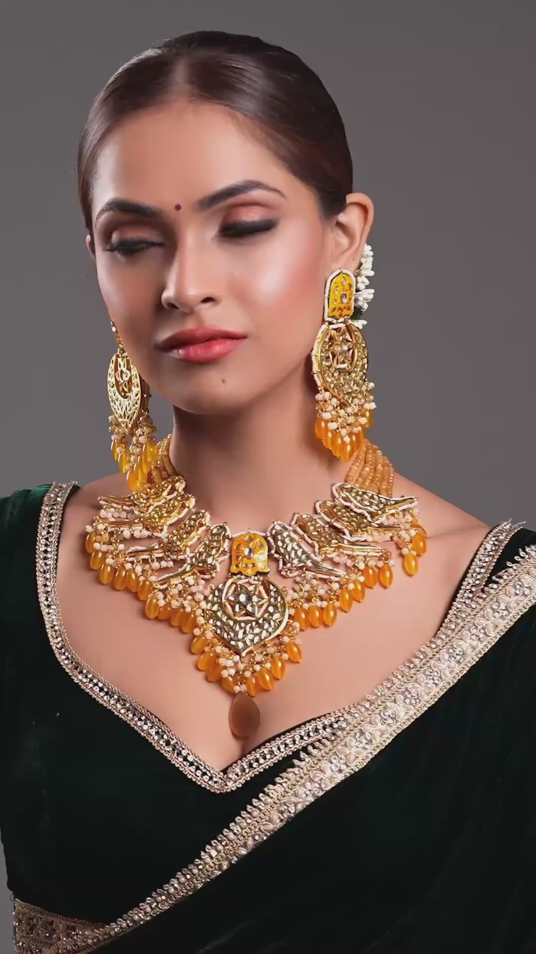 Gold Plated Kundan Polki Beads Bridal Necklace