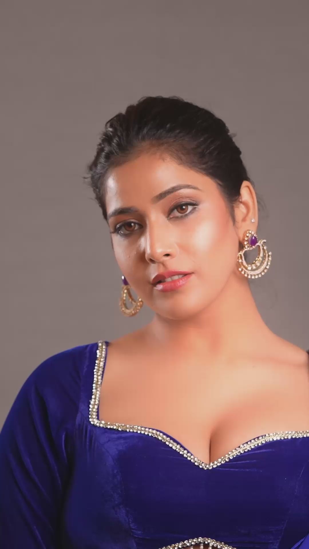 Gold-Plated Kundan & Stone Studded Chandbali Earrings
