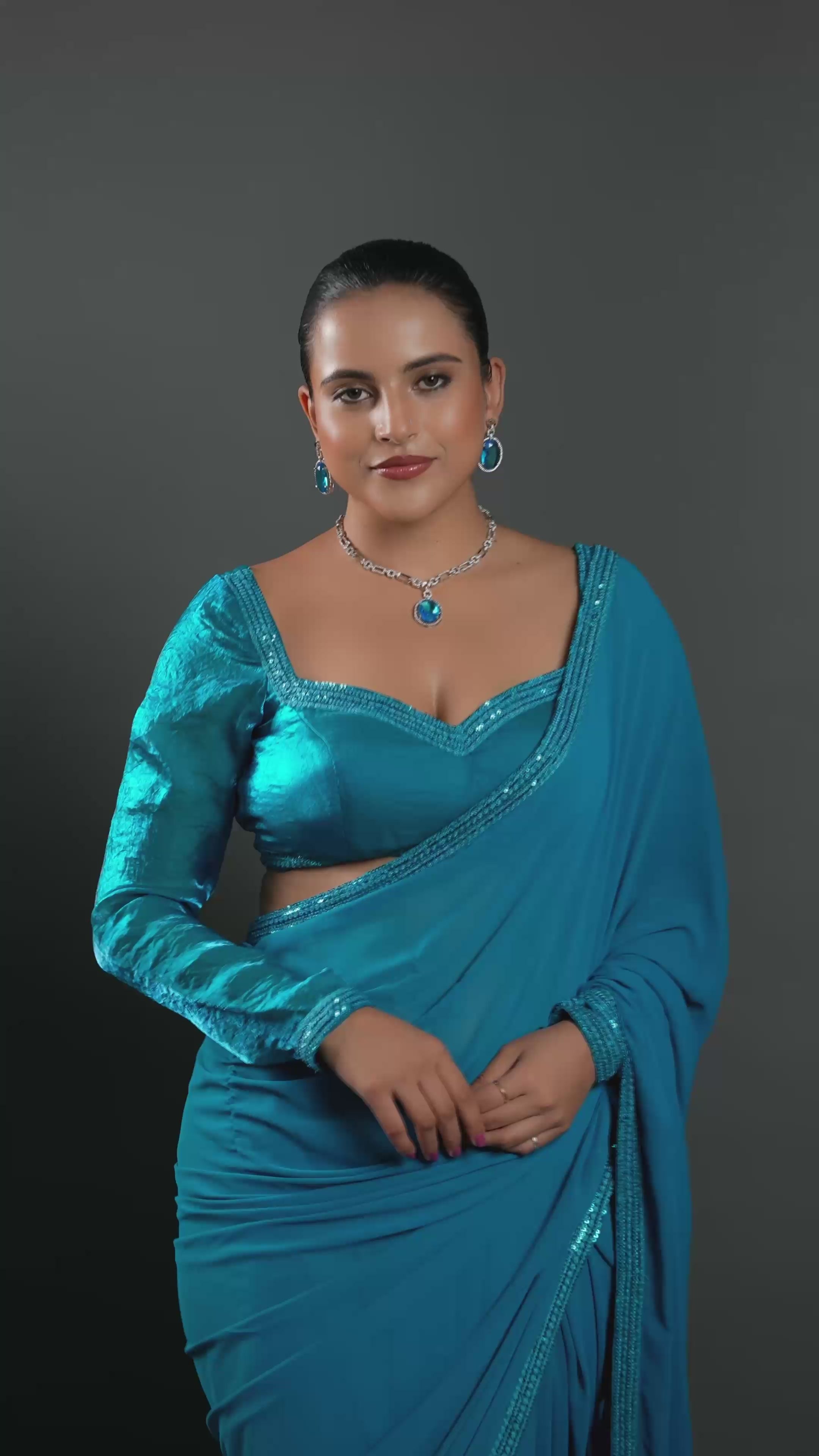 Swarovski Inspired Aqua Blue Teardrop Necklace