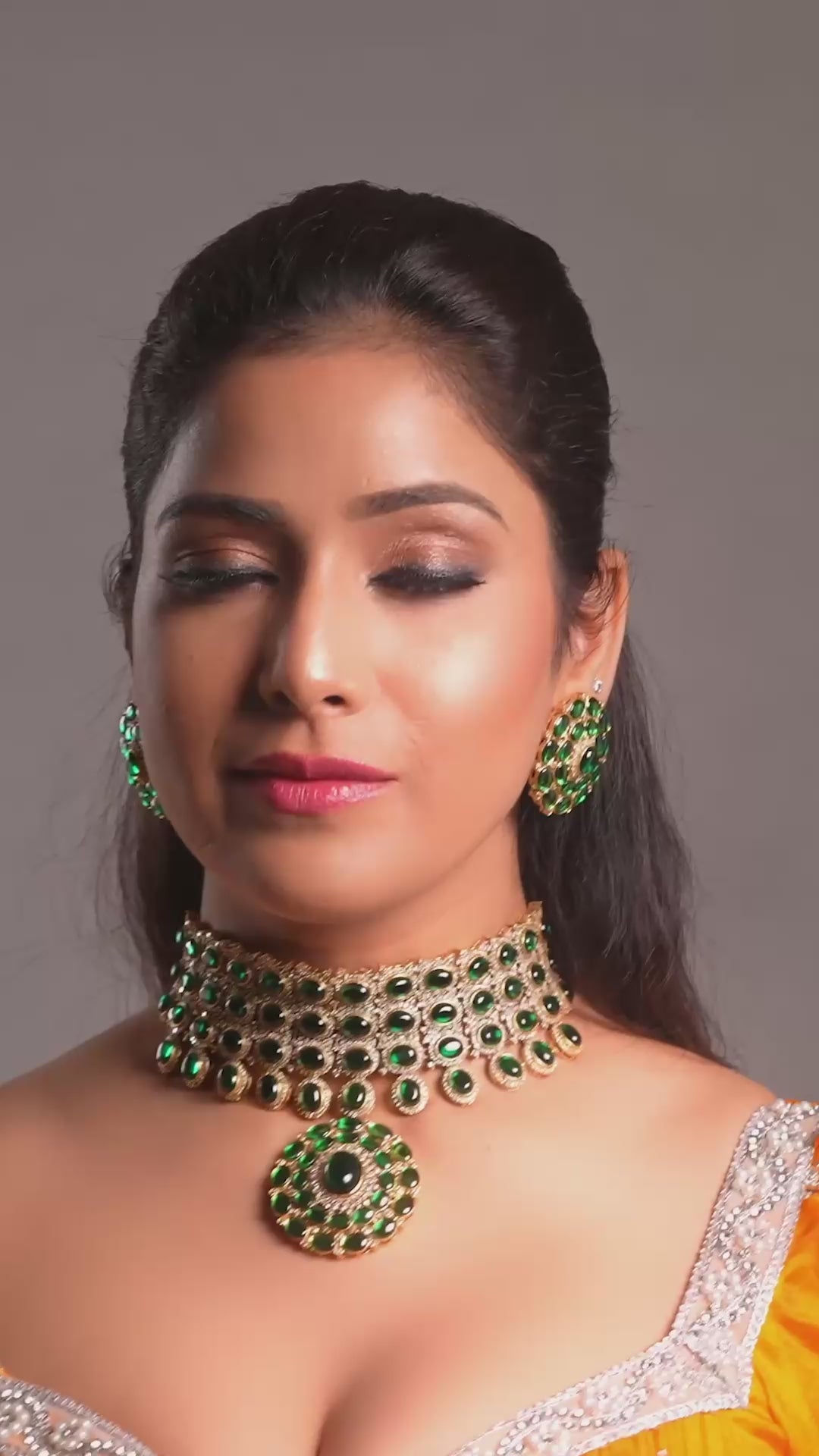 Deepika Padukone Brass & Emerald with Zircon Choker