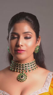 Deepika Padukone Brass & Emerald with Zircon Choker