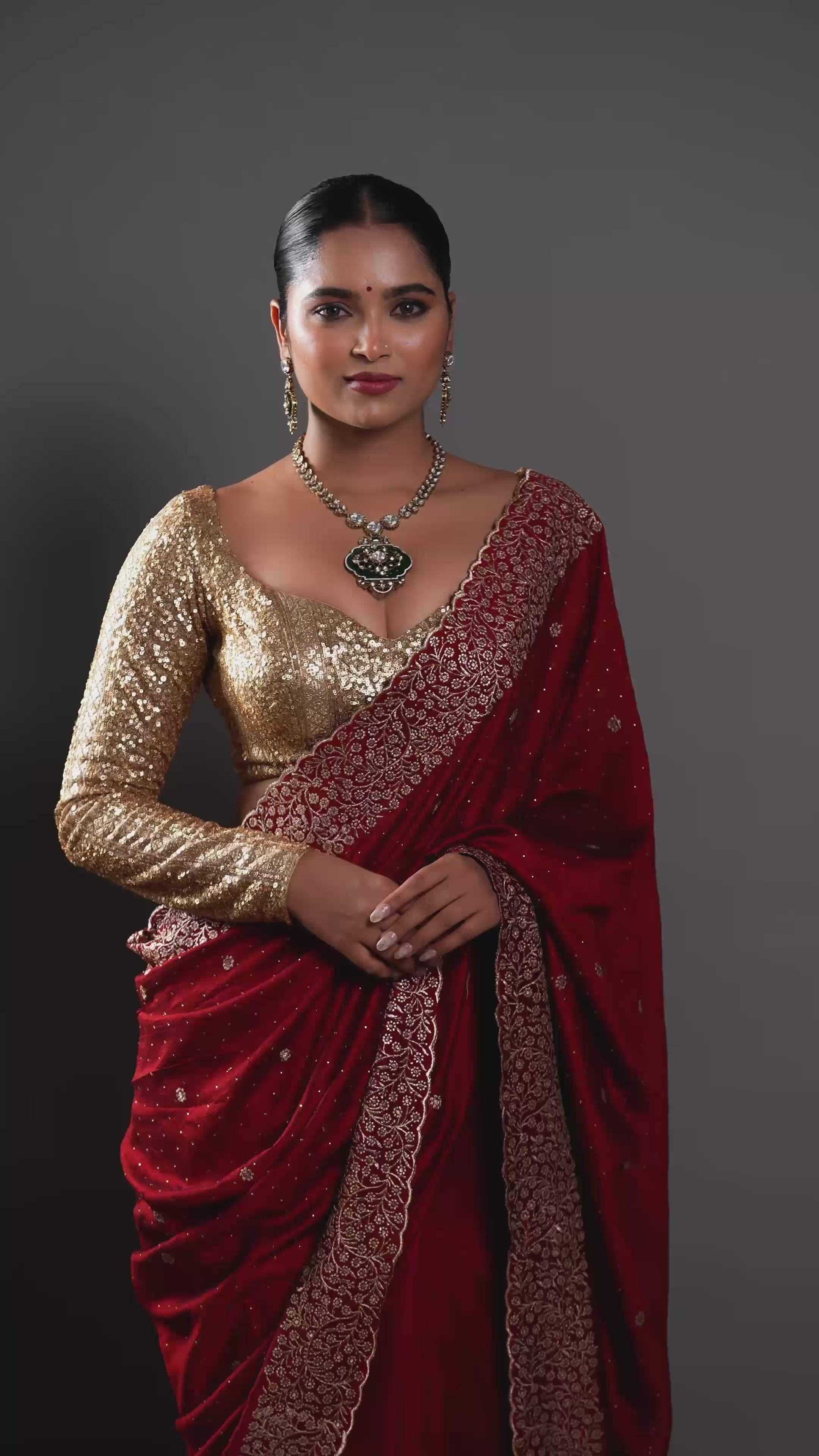 Micro Gold Finish Kundan with Emerald Green Stone Necklace