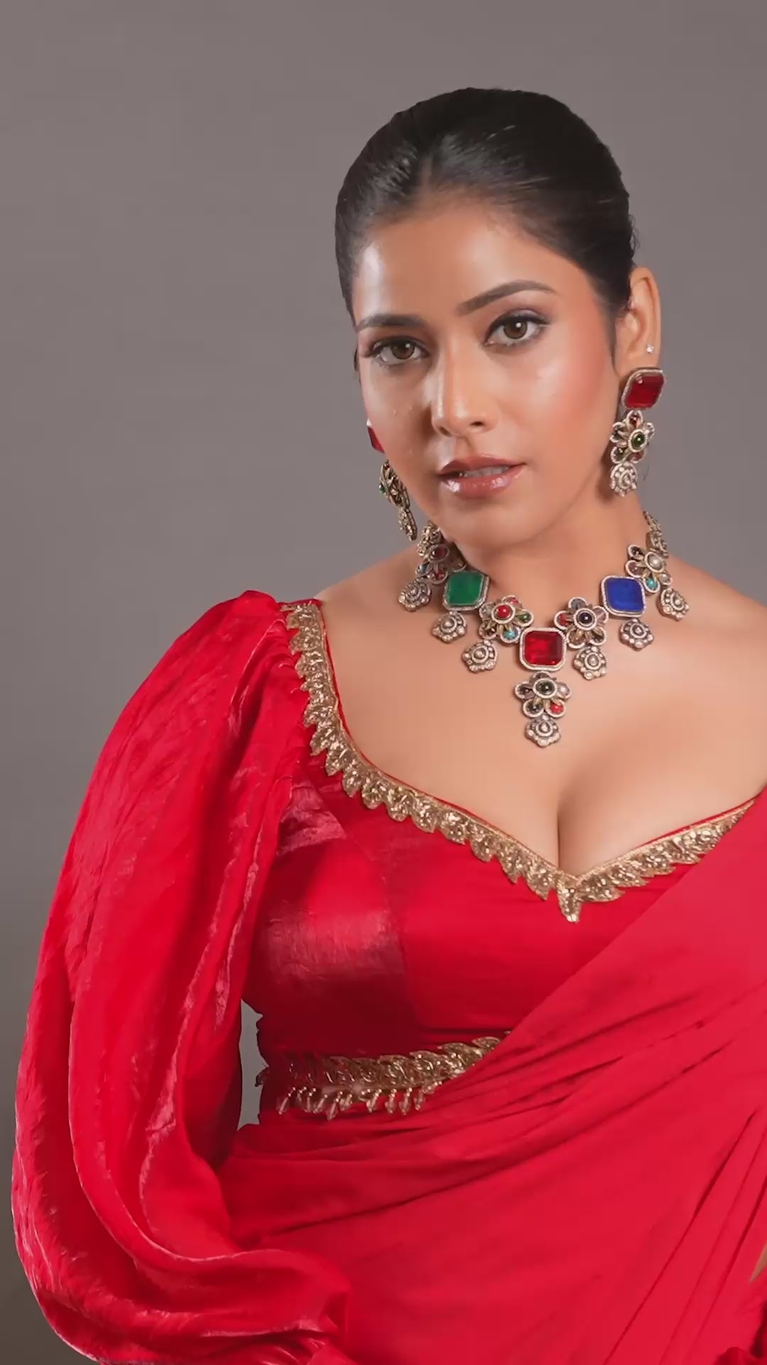 Traditional Multicolor Gemstone and Polki Necklace
