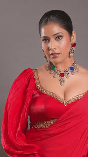 Traditional Multicolor Gemstone and Polki Necklace