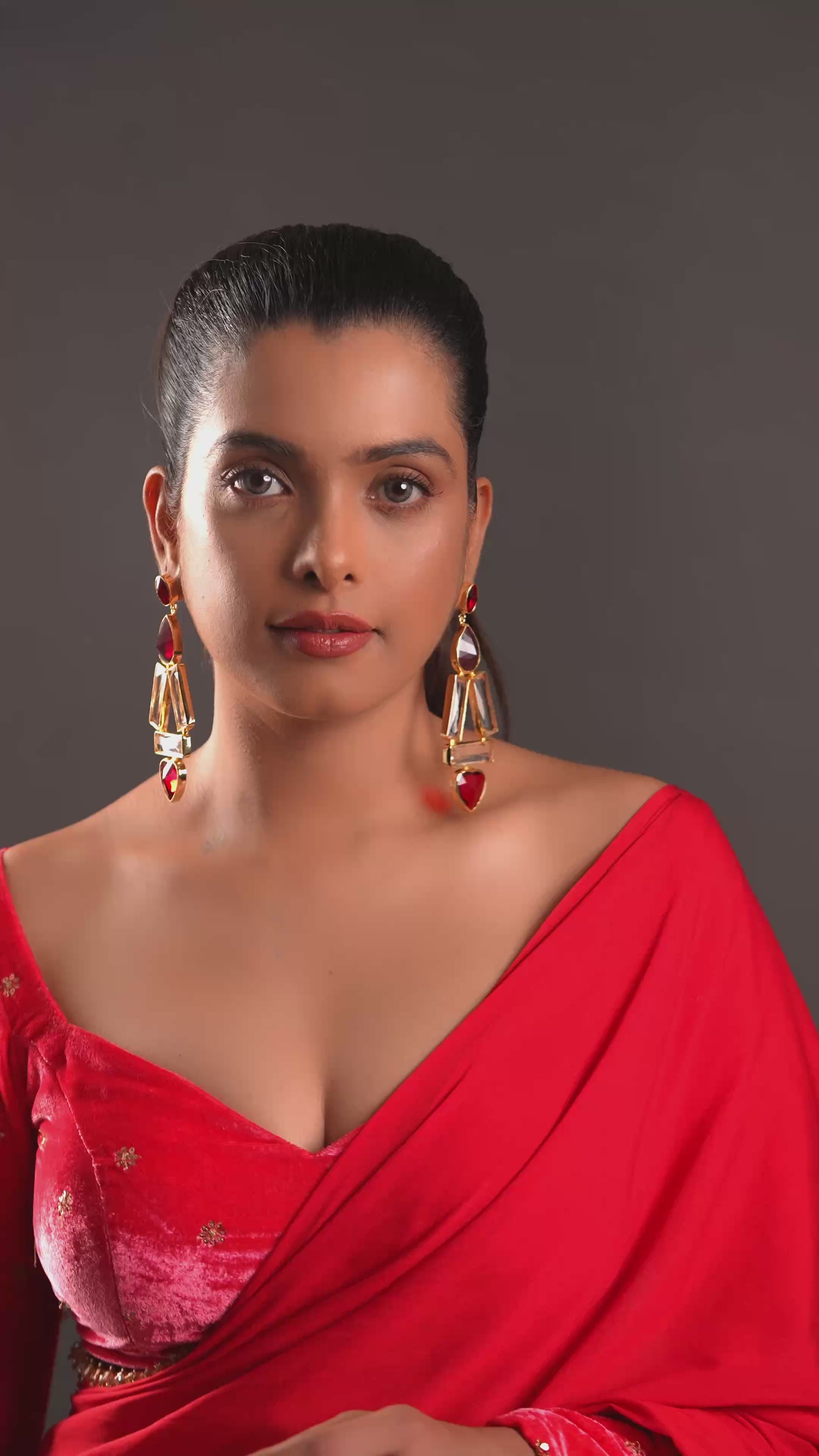 Gold Plated Partywear Long Crystal Tassel Earrings