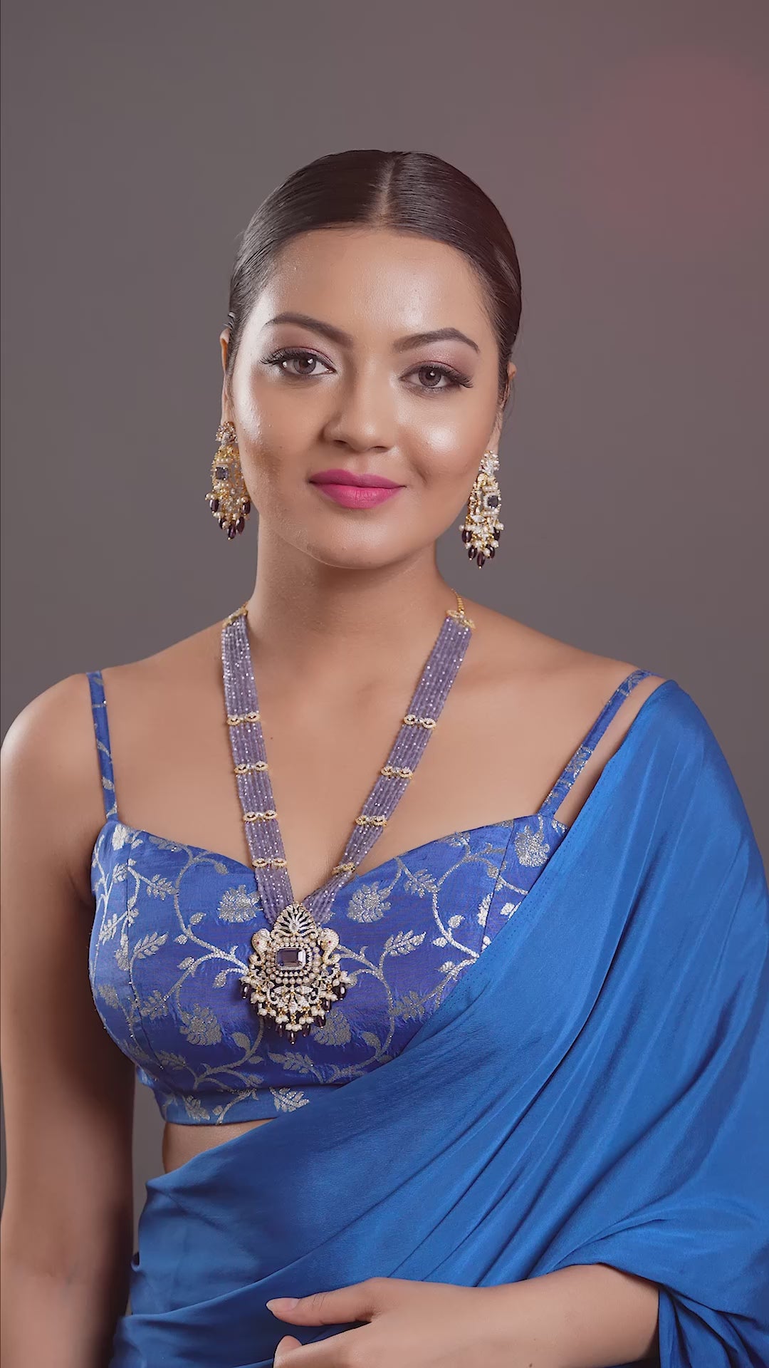 CZ Bandhai Necklace With Rhodium Plating