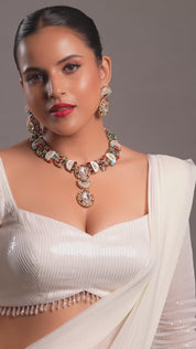 Classy Black Polish Multi-Color Kundan Necklace
